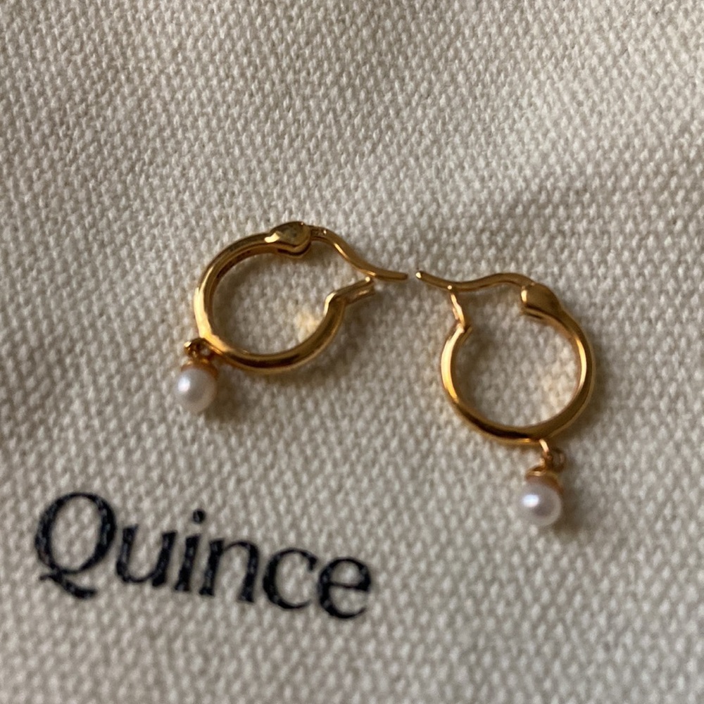 Quince Small Freshwater Cultured Pearl Hoops. Like new!